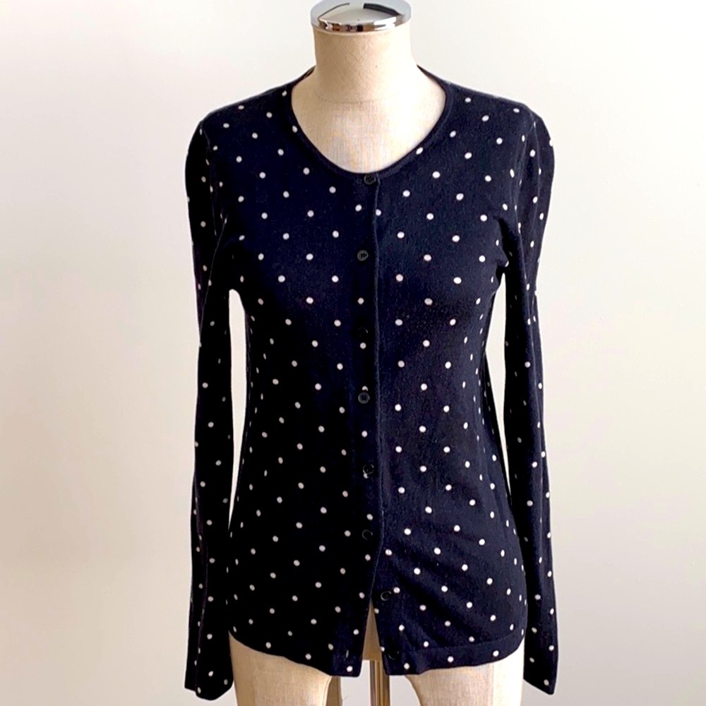 Ann Taylor navy & white polka dot sweater